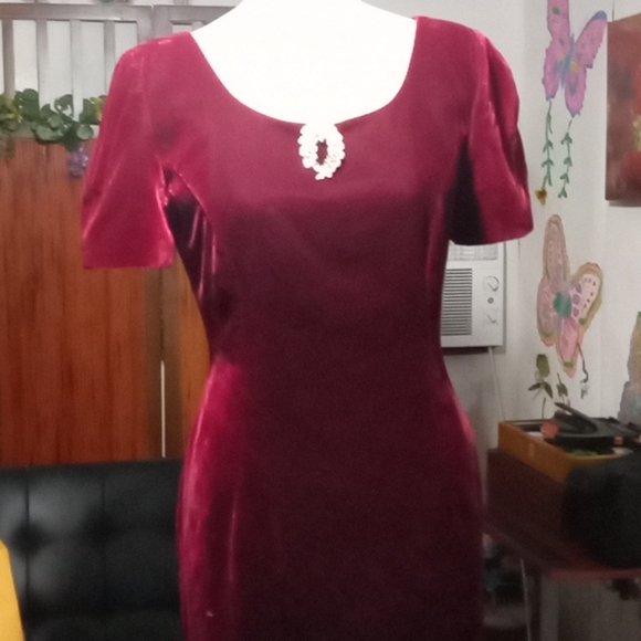 Vintage Velvet "  Sante Fe"  Made In USA Holiday  pencil Dress . Sz 6 - Picture 1 of 9